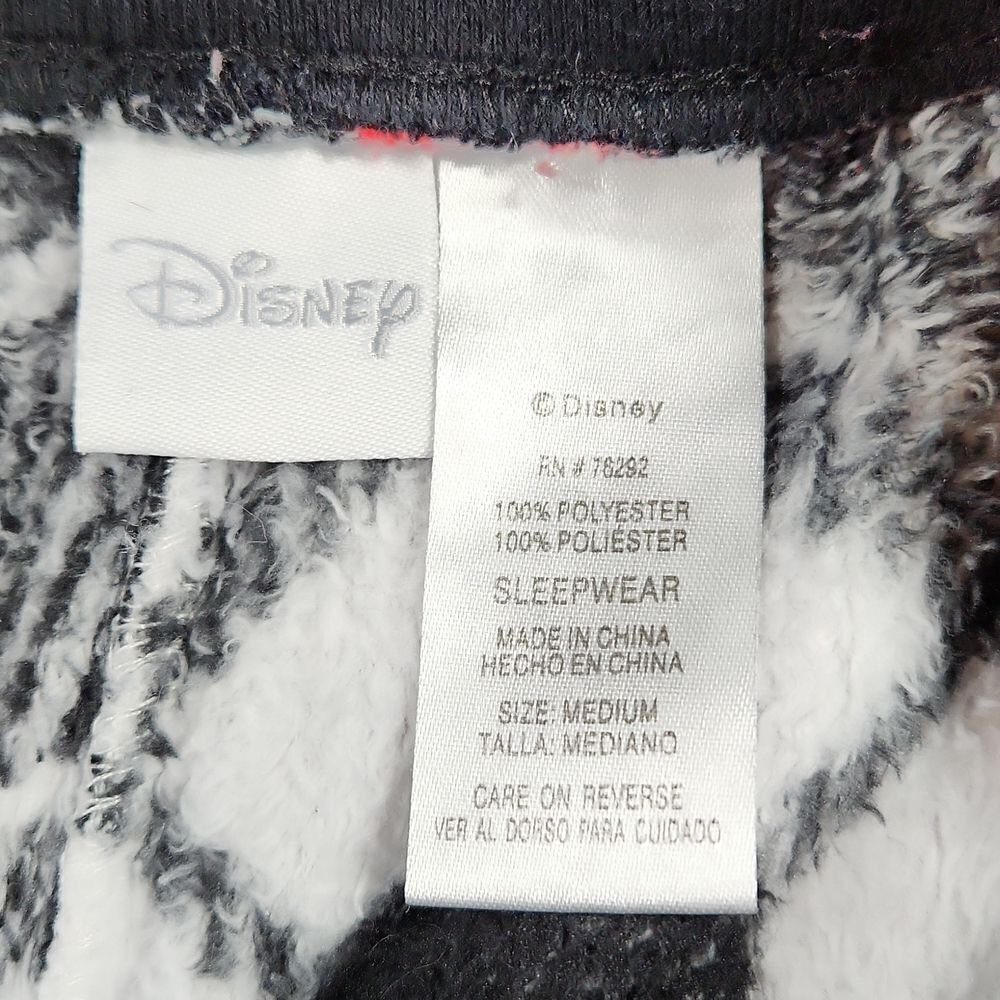 💜Disney Black & White Mickey & Minnie Print Fleece Pajama Pants Medium - Picture 7 of 8